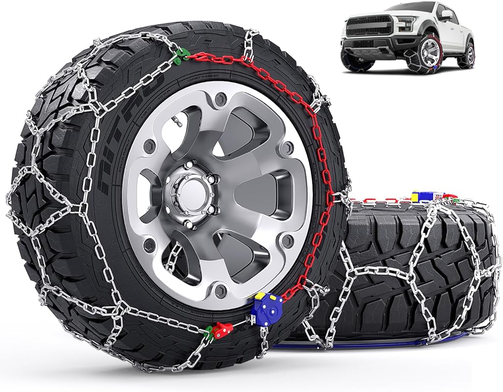 Snow Chains with Auto Fixing for Pickup Trucks and SUVs for Emergency 