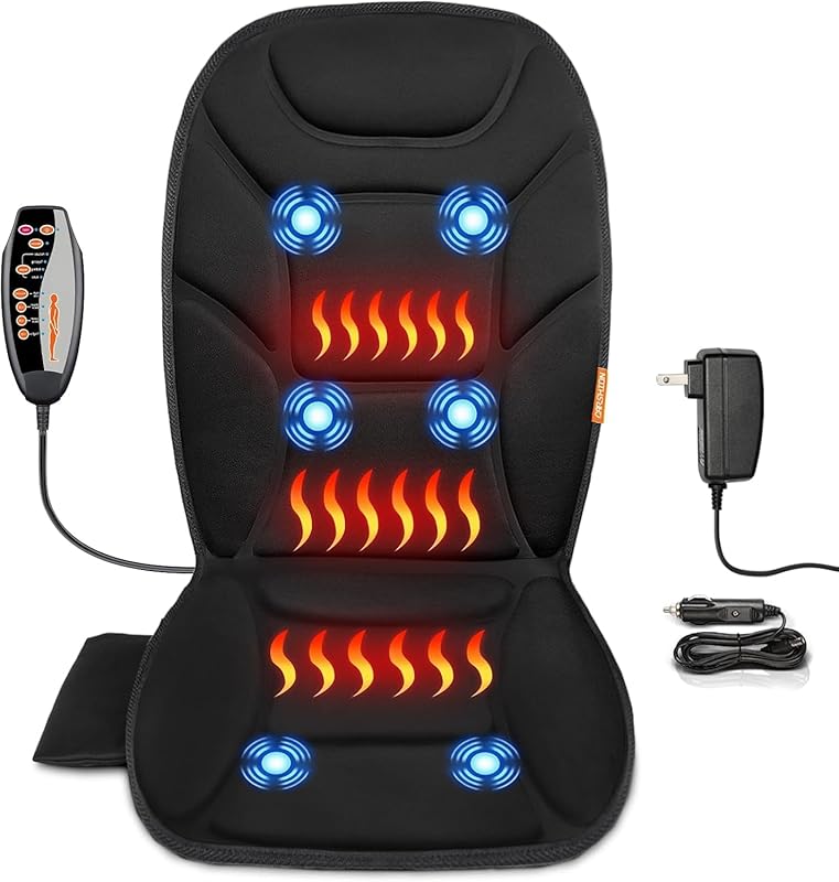 Massage Seat Cushion with Heat for Full Back and Thighs 3 Heating Pads