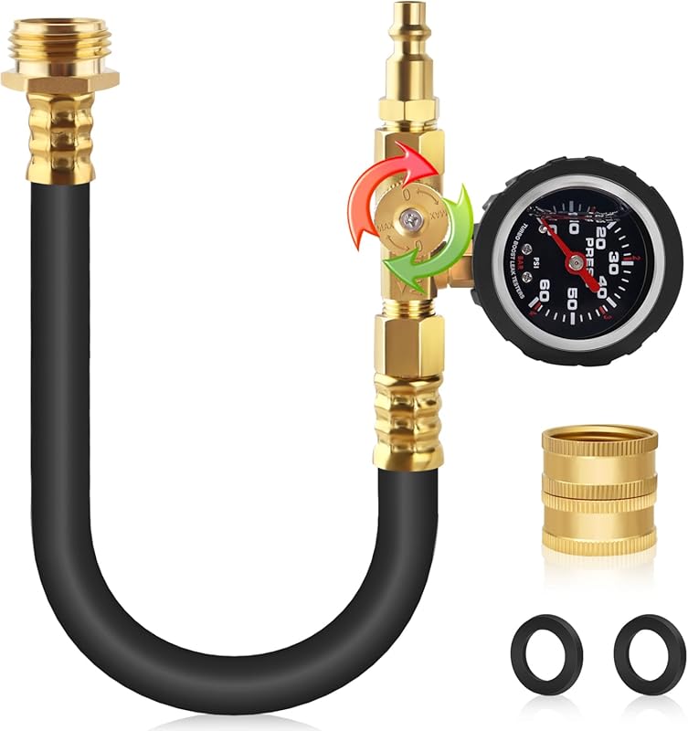 Boltigen RV Winterizing Kit with 17-Inch Hose Oil Pressure Gauge and C