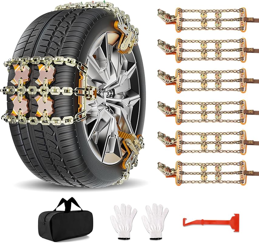 Adjustable Snow Chains for SUVs Cars Sedans and Pickup Trucks for Ice 