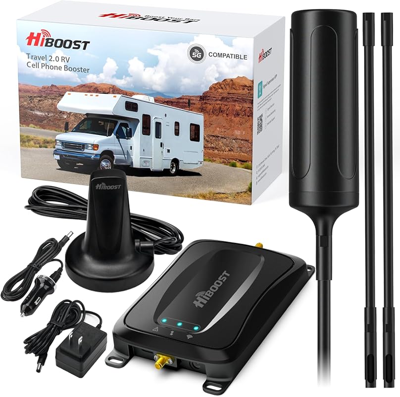 The HiBoost Travel 2.0 RV Cell Signal Booster for 4G and 5G LTE on All