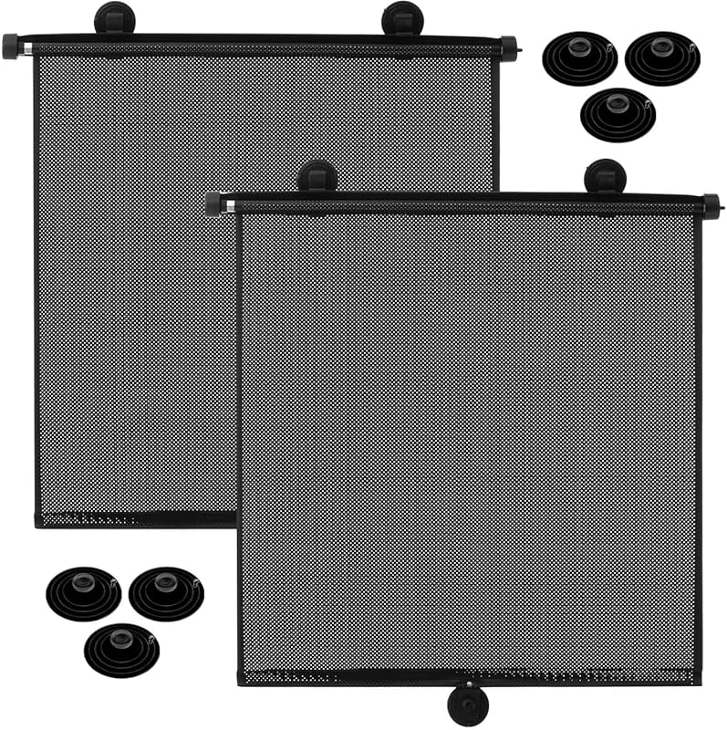 2-Pack Retractable Car Side Window Sun Shades in 20x20 Inch Size for H