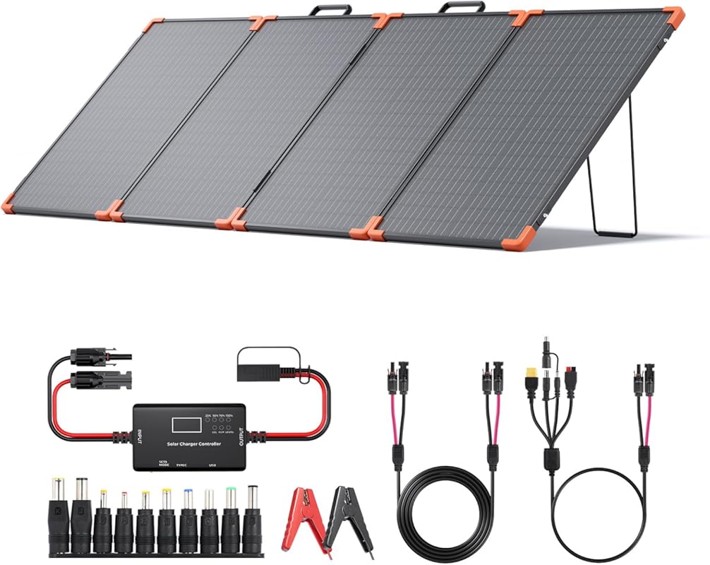 200W Portable Solar Panel with 20A PWM Controller IP68 Waterproof and 