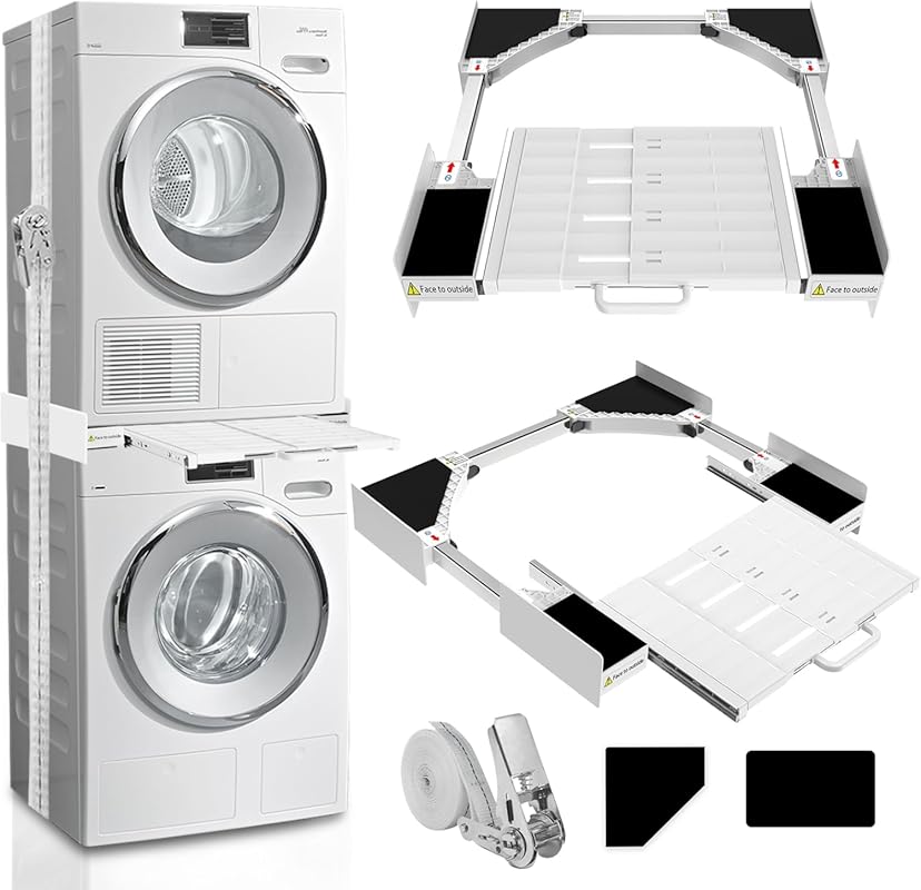 Universal Washer Dryer Stacking Kit with Pull-Out Sliding Plate and Ra