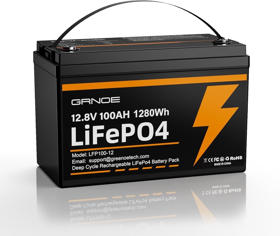 12V 100Ah LiFePO4 Group 31 Lithium Battery with BMS for Solar, RV, and