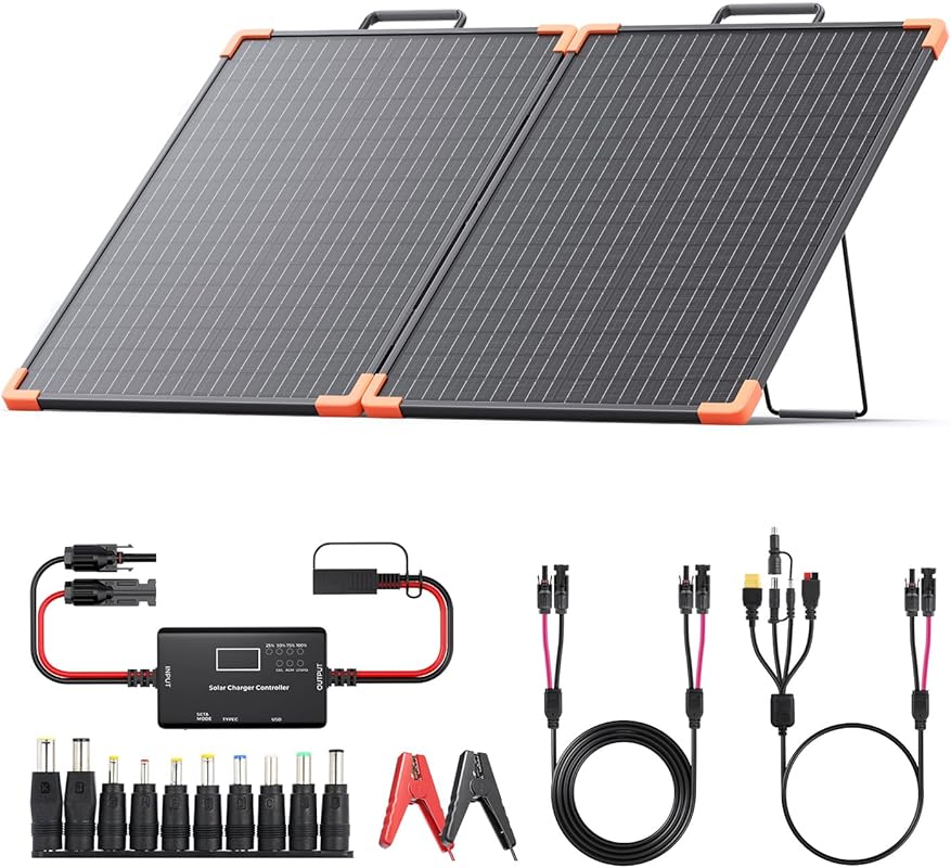 100W Portable Solar Panel Kit with PWM Controller for RV Camping Trips