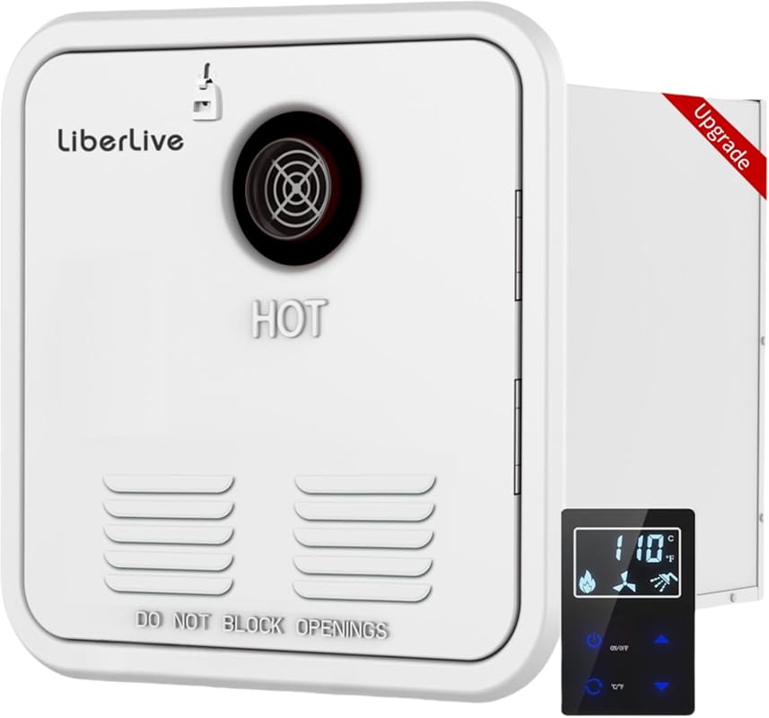 RV Tankless Water Heater Propane, On Demand Instant Propane Gas RV Tan