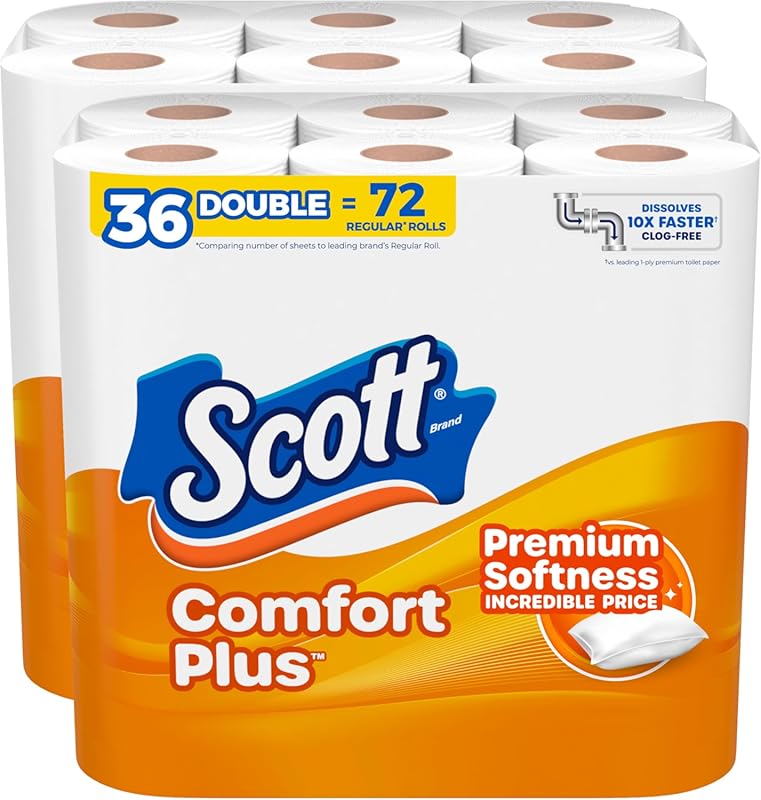 Scott ComfortPlus 1-Ply Septic-Safe Toilet Paper with 36 Double Rolls 