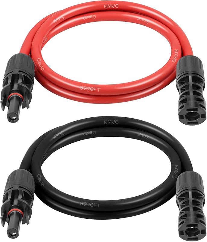 3FT 8AWG Solar Cable with Waterproof Connectors for RV, Home, and Sola