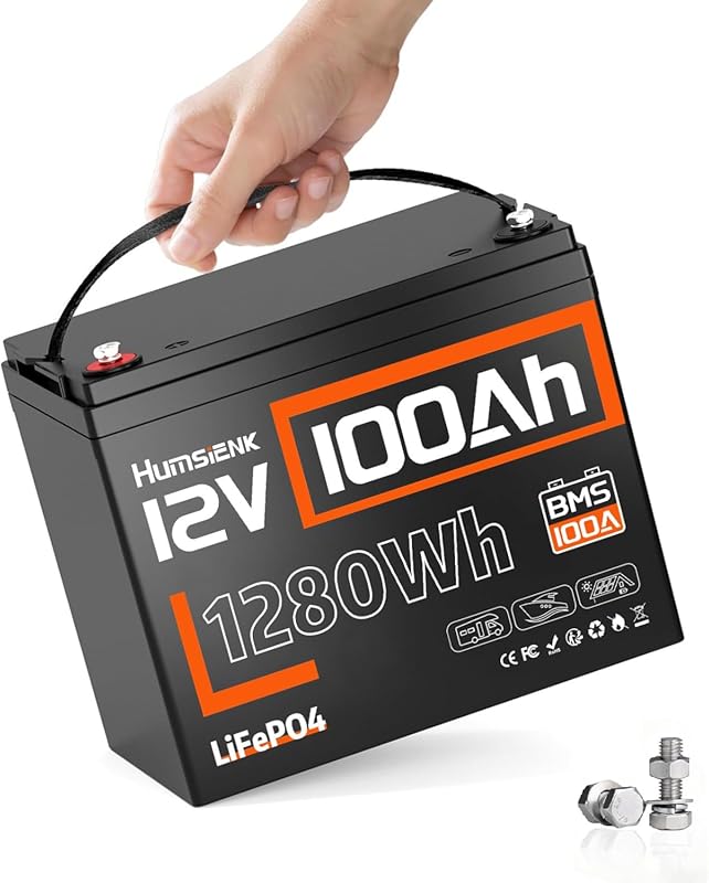 12V 100Ah LiFePO4 Battery Lithium Deep Cycle, Group 24, IP67, Built-in