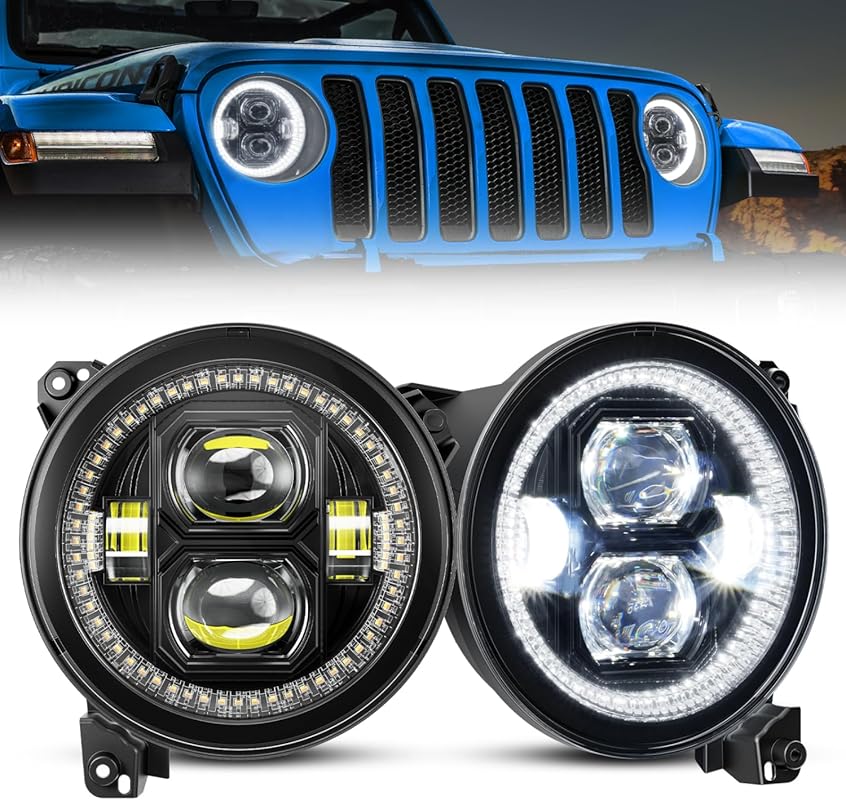 SUPAREE Round 9 inch LED Headlights with DRL and Hi/Lo Beam, 1000% Bri
