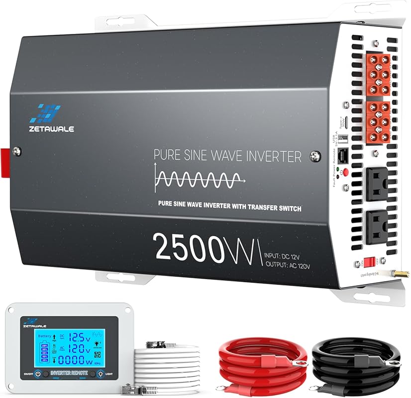 2500 Watt Pure Sine Wave Inverter with Auto Transfer Switch for RV Pow
