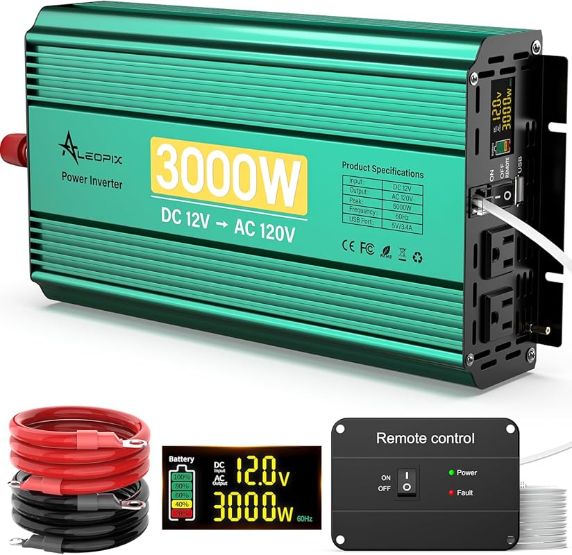 3000W 12V to 110V Modified Sine Wave Truck Inverter with Remote Contro