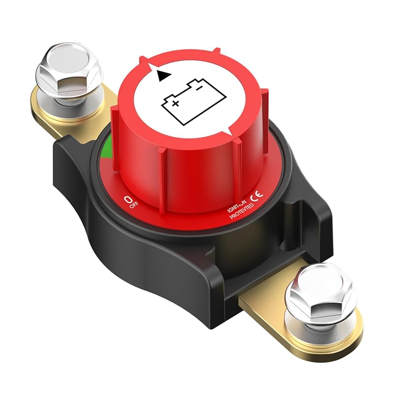 Heavy-Duty Side Post Battery Disconnect Switch 12-48V On/Off for Cars,