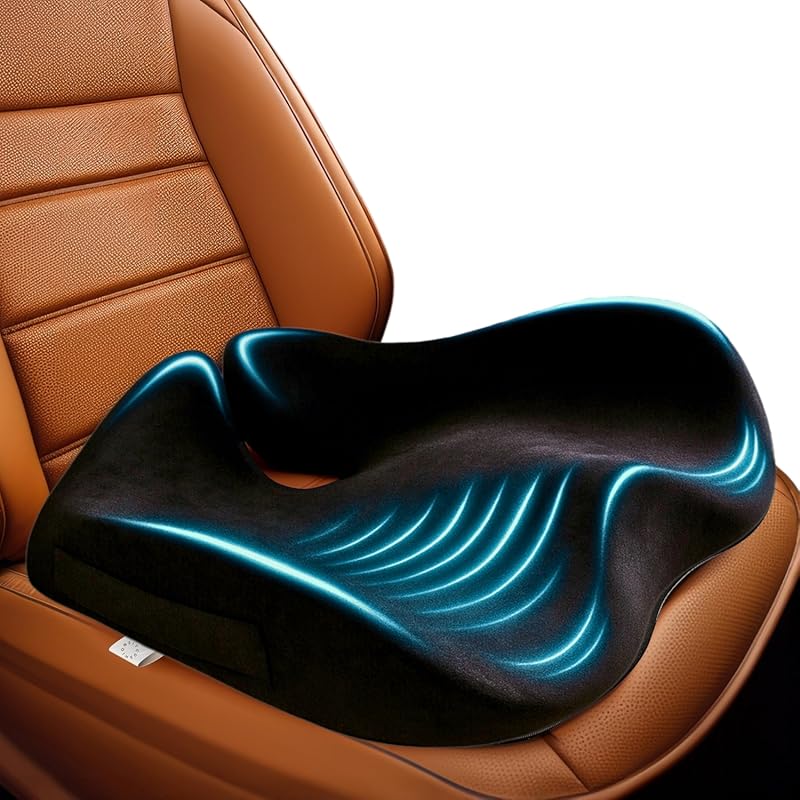 Extra Large Memory Foam Car Seat Cushion for Long Drives and Sciatica Pain Relief