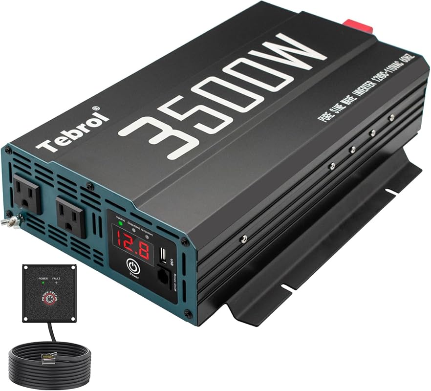 3500W Pure Sine Wave Inverter with USB, Hardwire Port, and Remote for 