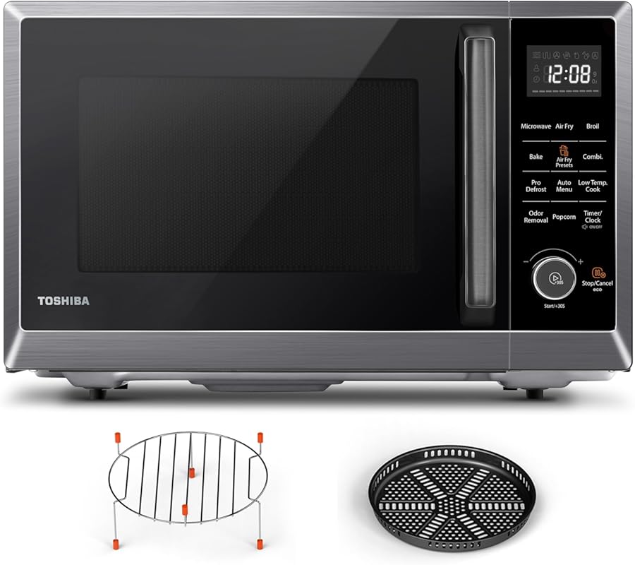 TOSHIBA 8-in-1 Air Fryer Combo Microwave Oven in Black Stainless Steel