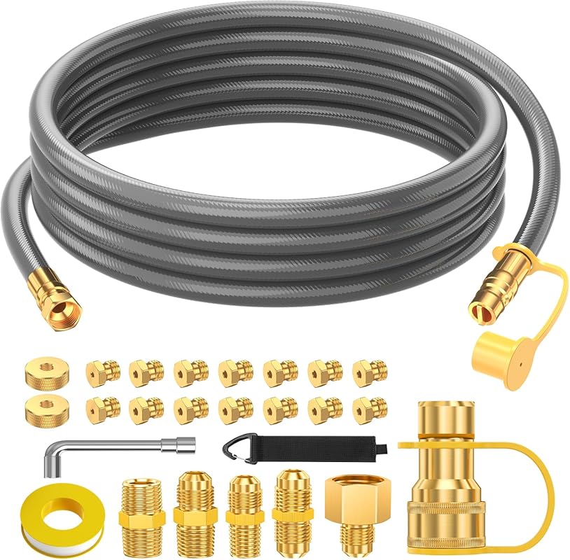12-Foot Natural Gas Hose Conversion Kit with Quick Connects for Grills