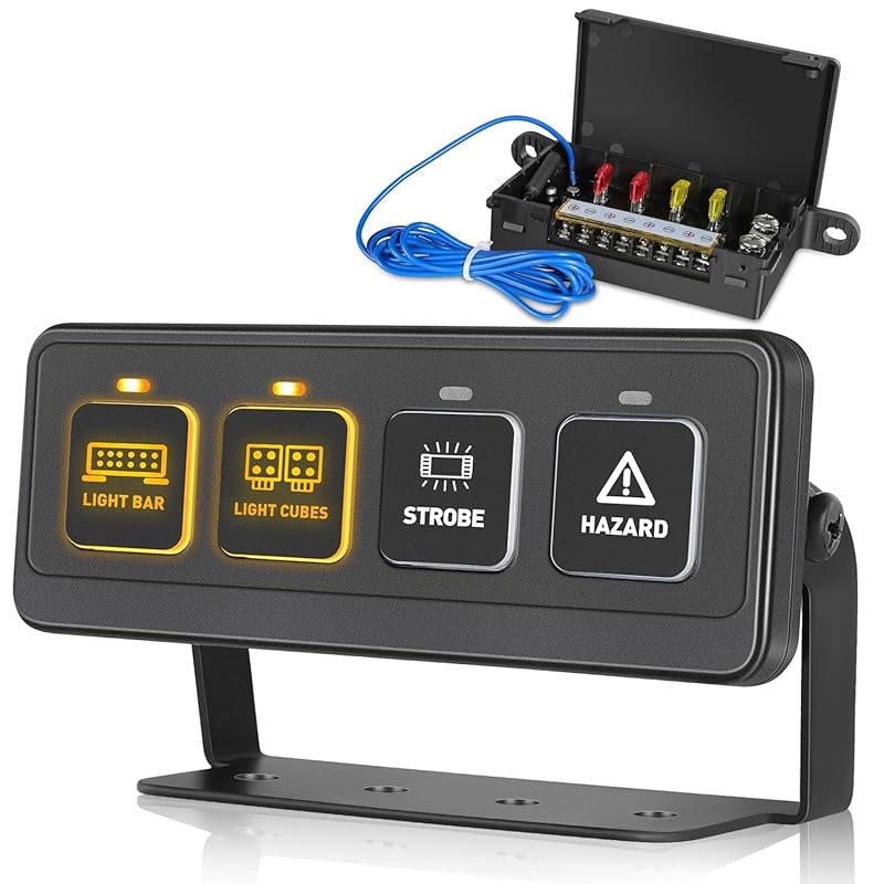 OFFROADTOWN 4 Gang Wireless Switch Panel with Remote Control and 4 Lig
