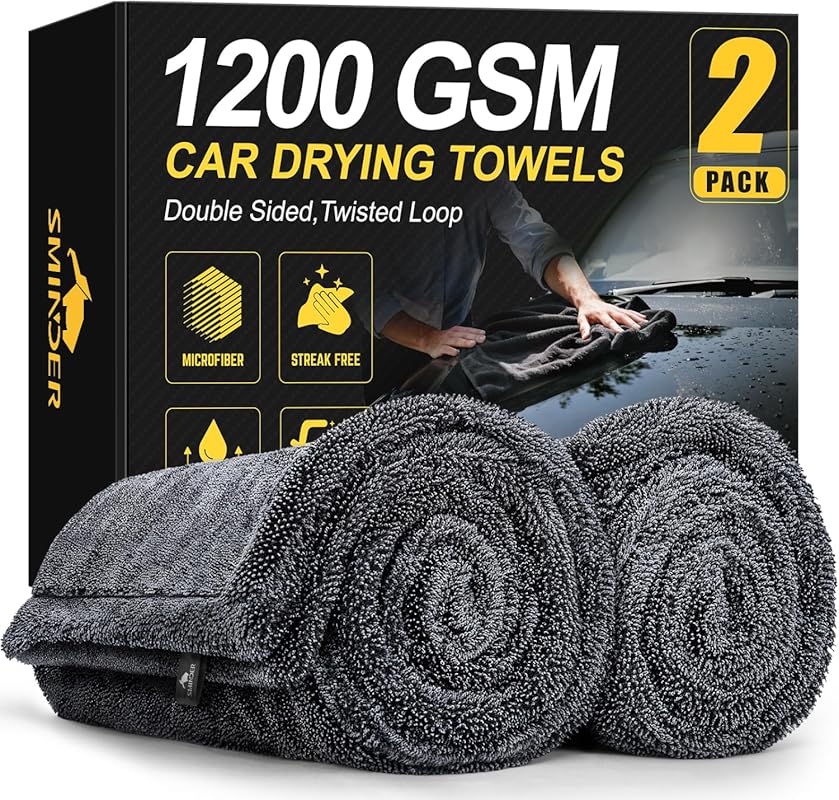 2-Pack 36x24 Inch 1200 GSM Microfiber Car Drying Towels for Scratch-Fr