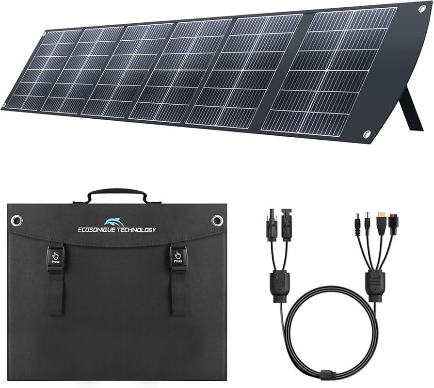Ecosonique 200W Portable Solar Panel with Kickstand, USB-C PD3.0, USB-
