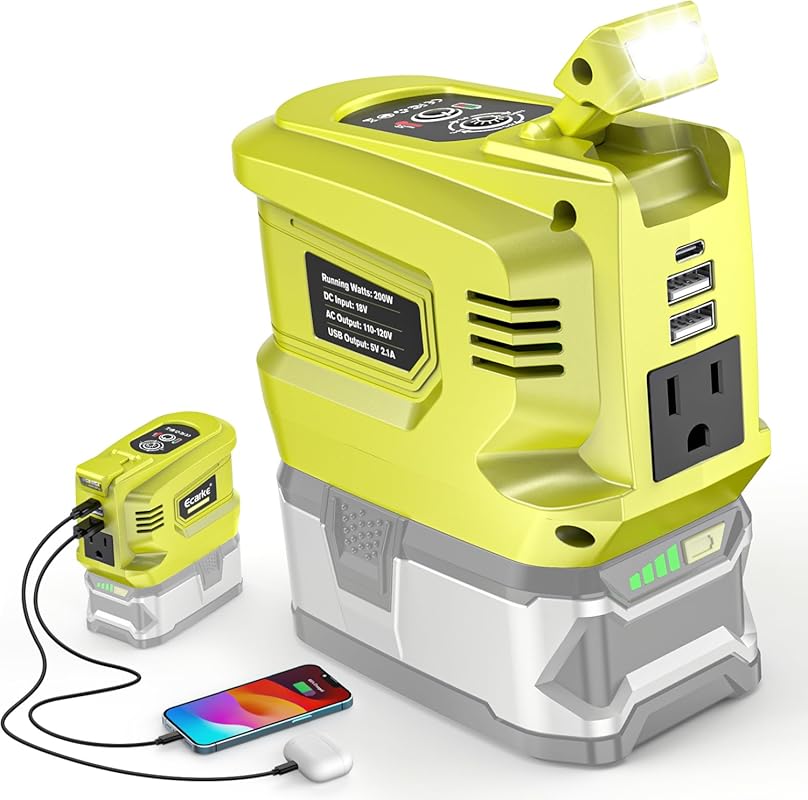 Portable Power Station Compatible with Ryobi and Ecarke Batteries, 200