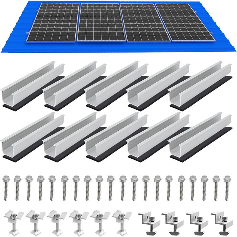 Aluminum Alloy Solar Panel Roof Mount Kit with Rails and Clamps for 1.