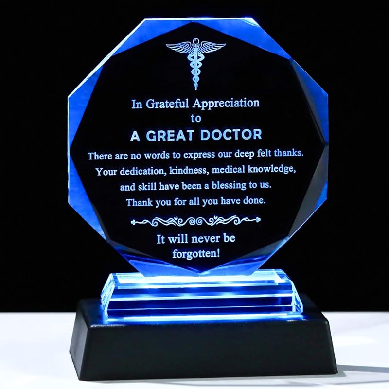 Movdyka Doctor Appreciation Gifts Glass Plaque, Laser Engraved Doctor 