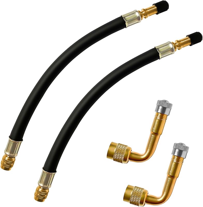 2-piece 8.25-inch flexible tire valve extenders with 90-degree brass a