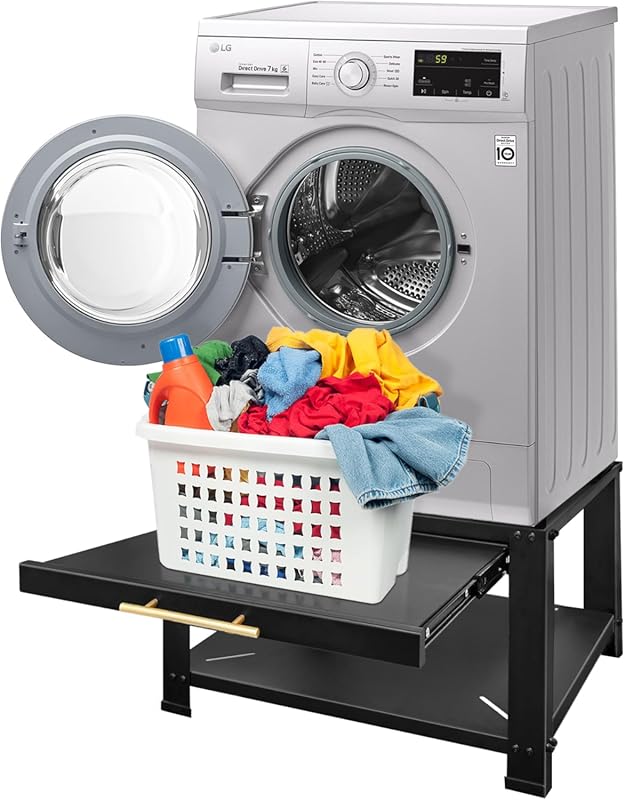 Heavy Duty Metal Washer and Dryer Pedestal with Shelf and Anti-Vibrati