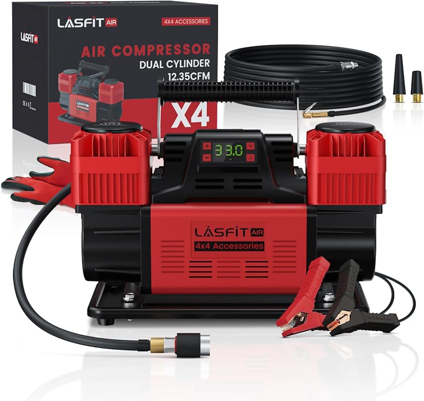 LASFIT X4 Portable Air Compressor with Dual Cylinder and Digital Press