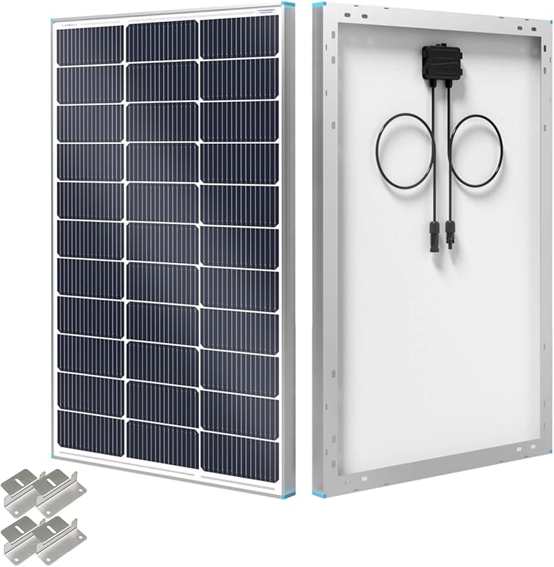 Renogy 100 Watt N-Type Solar Panel with Mounting Brackets for RV and O