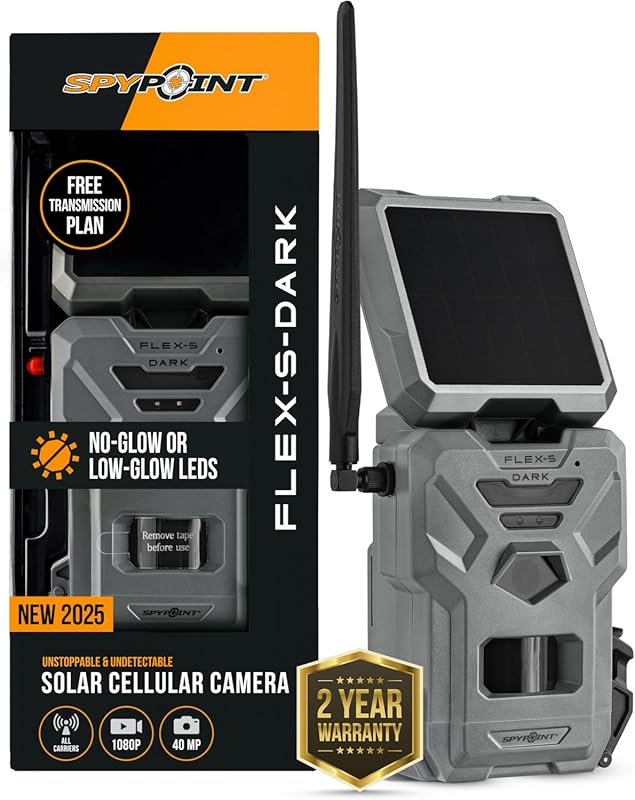 SPYPOINT Flex-S-Dark Solar Cellular Trail Camera – Built-in Solar Pane
