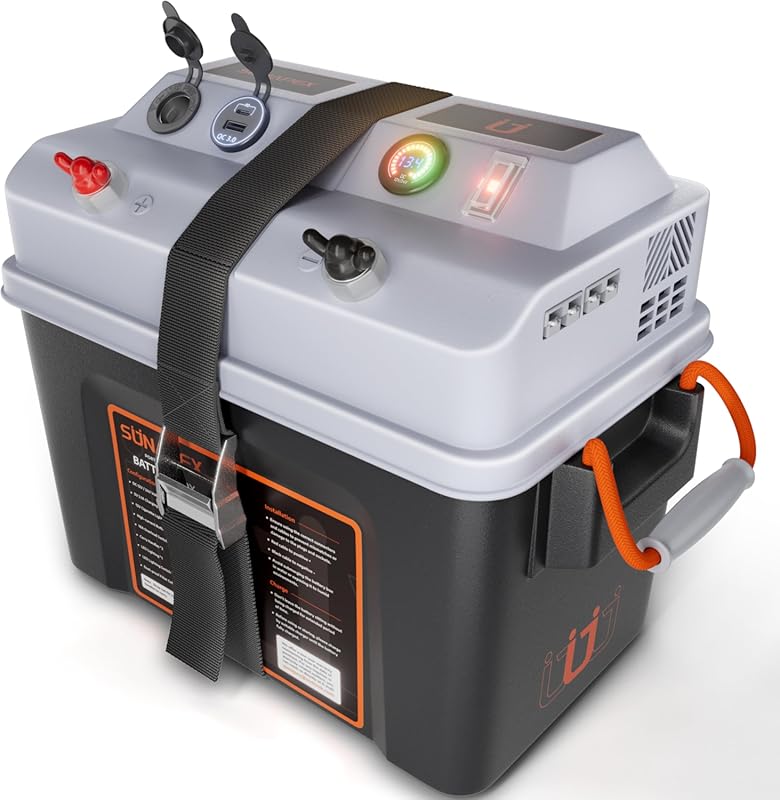 SUNAPEX Smart Battery Box with Multi Ports and Circuit Breaker for 12V