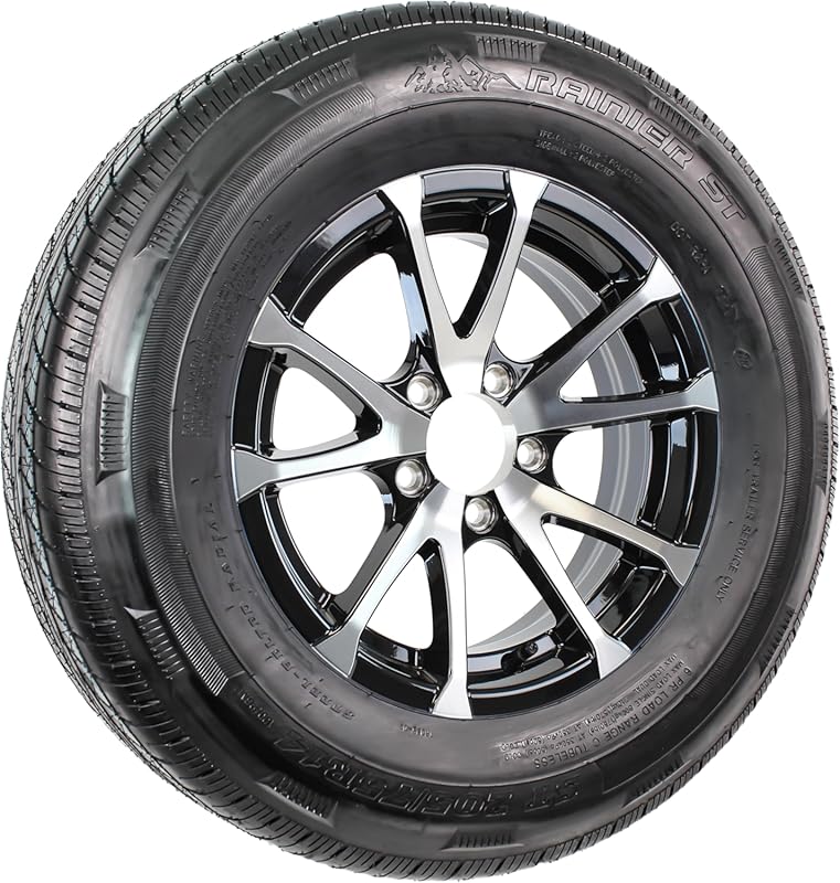eCustomrim ST205/75R14 Load Range C Trailer Tire Mounted on a Black Al