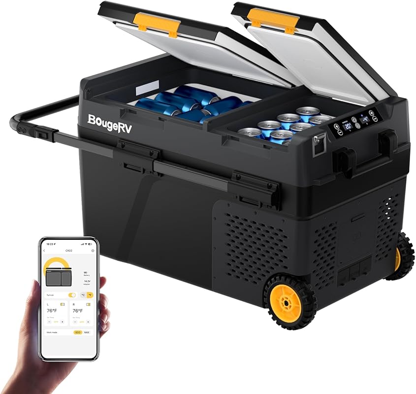BougeRV CRD2 43 Quart Portable 12V Refrigerator with APP Control and D