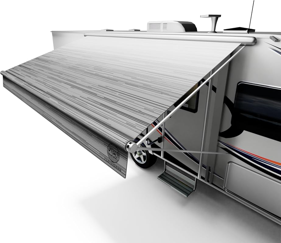 Heavy-Duty RV Awning Fabric Replacement: 15ft 19.5oz Heat-Sealed UV & 