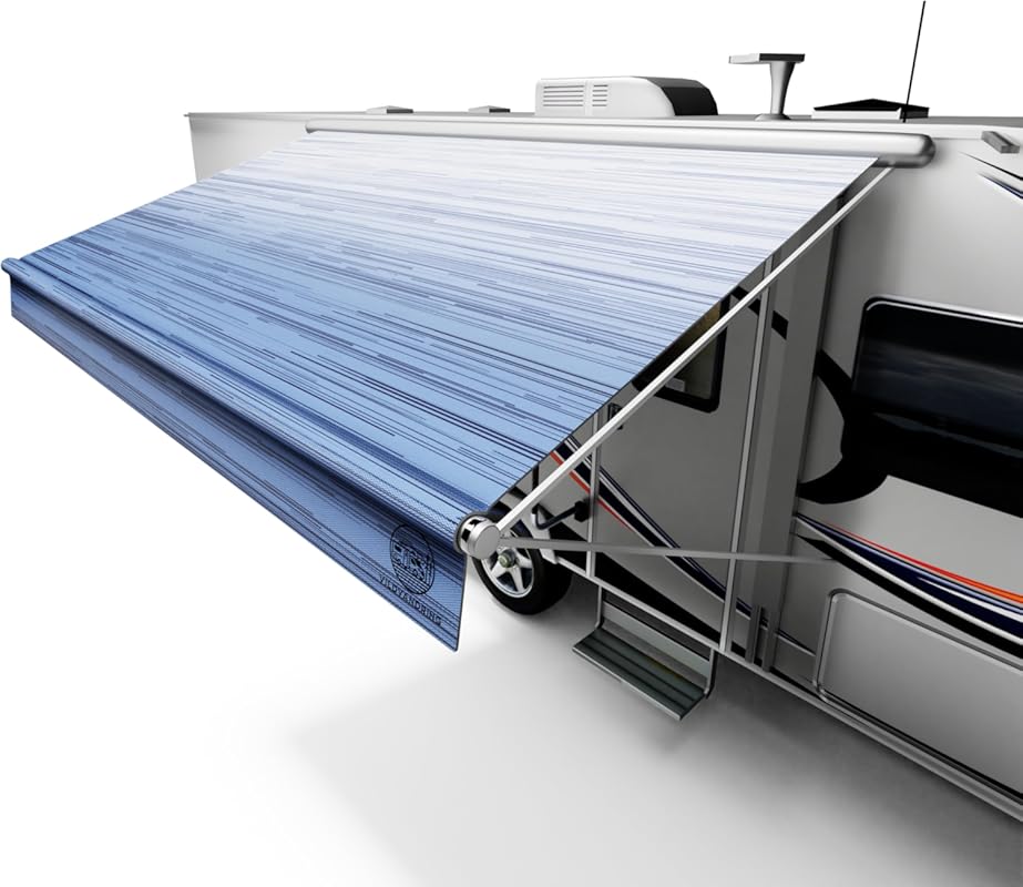 16ft Heavy-Duty 19.5oz Heat-Sealed UV and Weatherproof Vinyl RV Awning