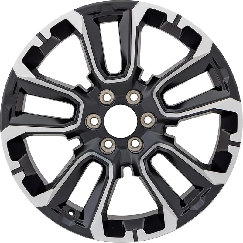 22x9 Polished and Black Alloy Wheel for Chevrolet Silverado, Tahoe, an