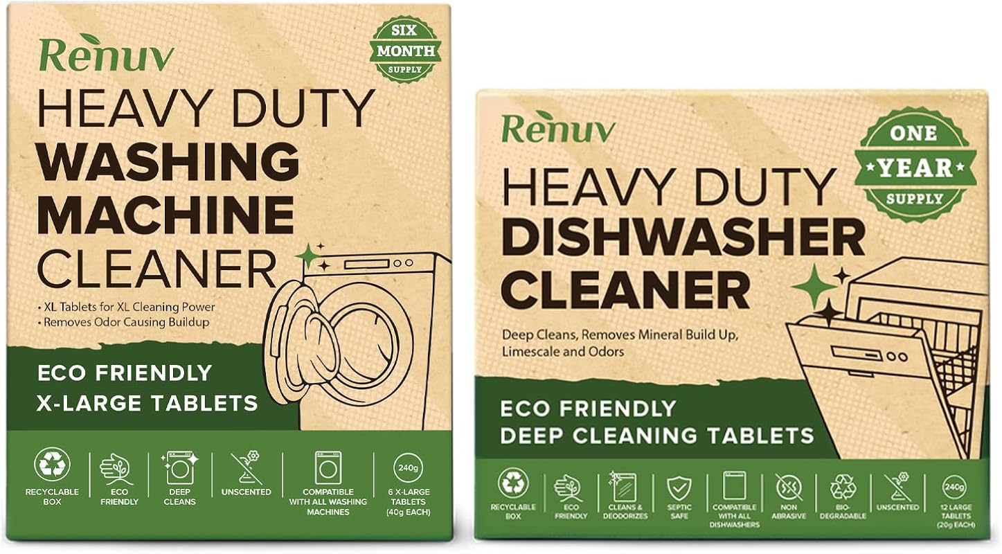 Renuv Appliance Cleaner Bundle for Washing Machines and Dishwashers, D