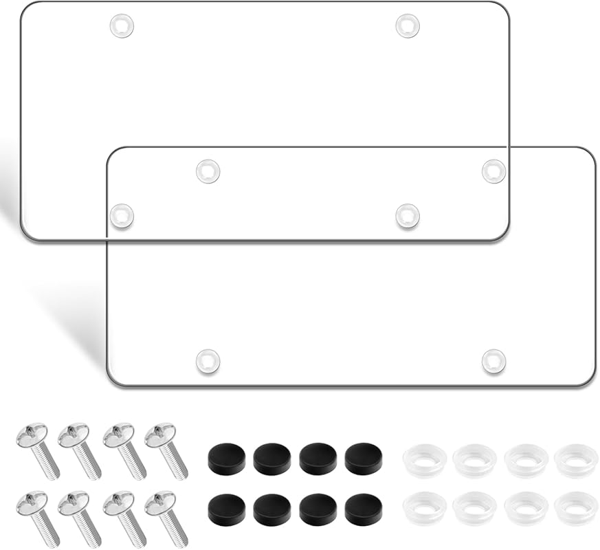 Clear Universal License Plate Cover with Screws and Spacers for 12.08x