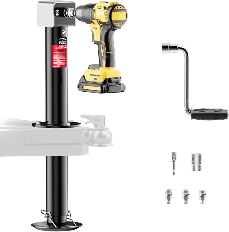 5000 lb A-Frame Trailer Jack with Cordless Drill Compatibility and 23