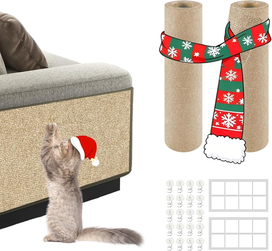 2-Pack Cat Scratch Mat with Self-Adhesive Backing for Furniture and Wa