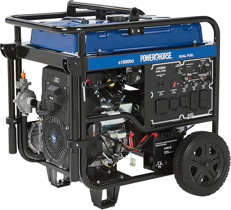 Powerhorse Dual Fuel Generator, 15,000 Surge Watts, 12,000 Rated Watts