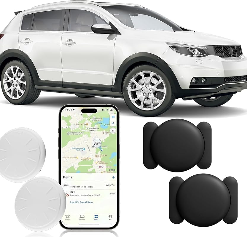 2-Pack Hidden GPS Car Tracker with Apple Find My Support and No Monthl