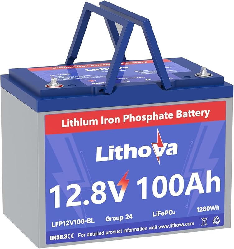 Group 24 12V 100Ah LiFePO4 Deep Cycle Battery with 100A BMS for Solar 