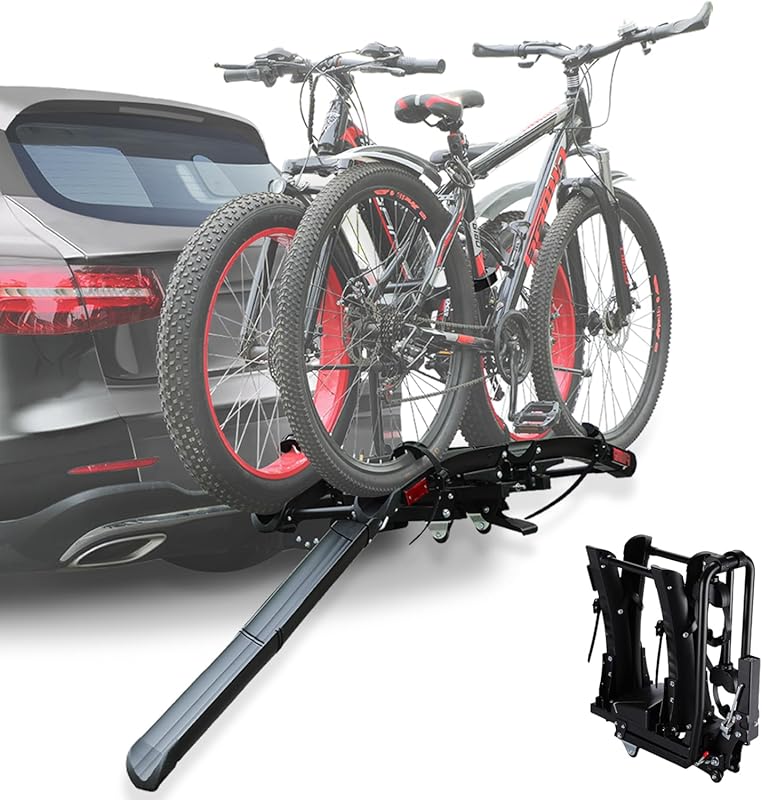 Hitch Mount 2-Bike Rack with Ramp for 5-Inch Fat Tires and 160-Pound C