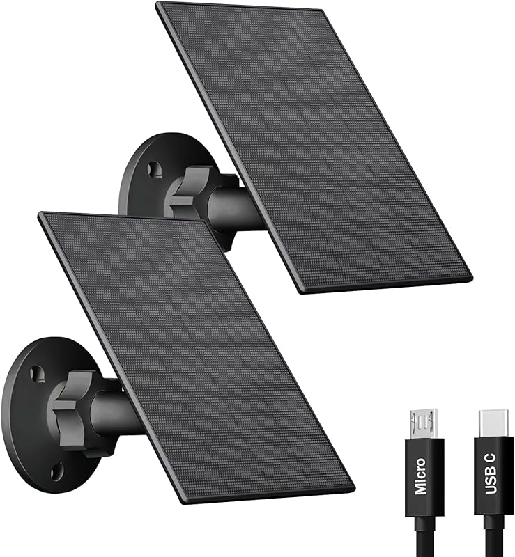 2W Solar Panel for Outdoor Security Cameras with a Waterproof USB Char