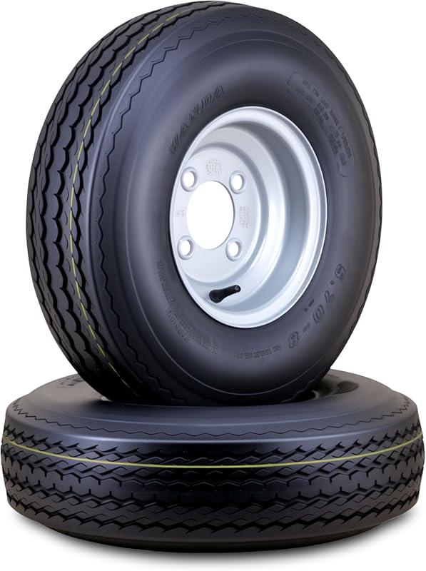 WANDA Trailer Tire Wheel Assembly 5.70-8 6-Ply Load Range C with 4 Lug
