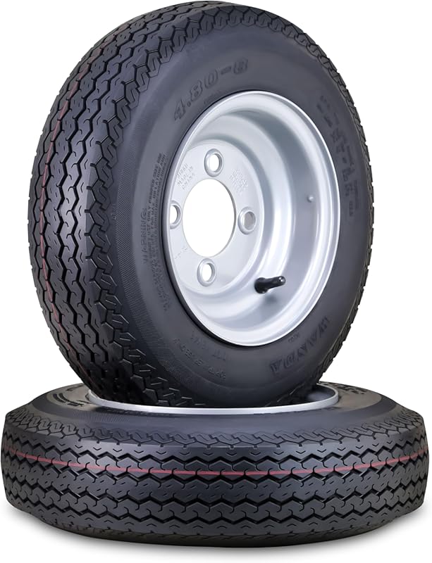 WANDA Trailer Tire and Wheel Assembly 4.80-8 6-Ply C with 4 Lugs on 4 